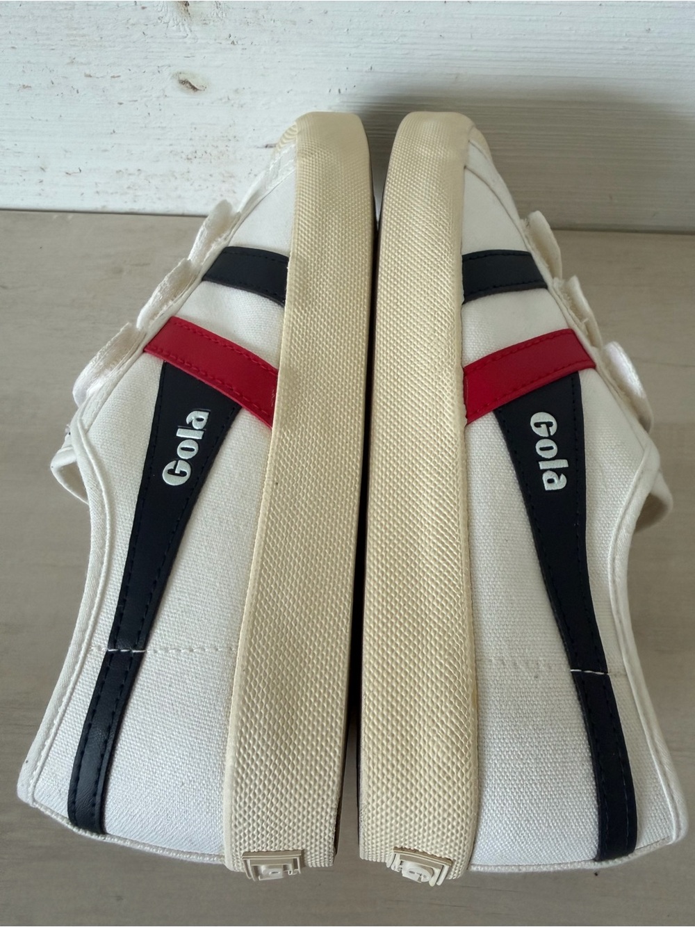 Gola Coaster Hook-and-Loop Strap Canvas Sneakers Women’s Size 8 White Blue Red - Picture 5 of 10